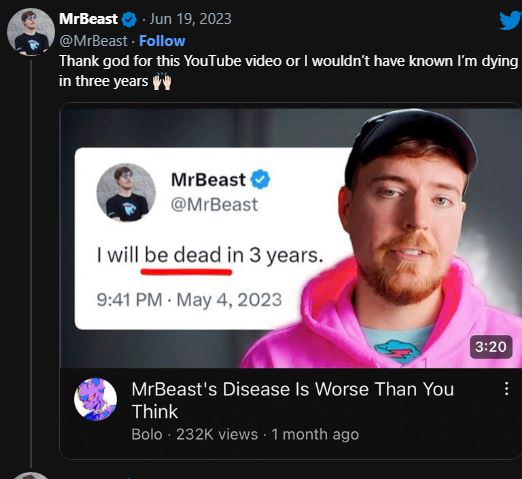 Is MrBeast dead?  star responds to viral tweet claiming he passed  away - Dexerto