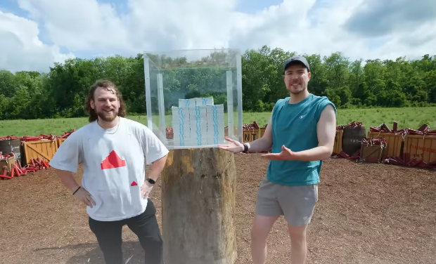 Lucky Fan Protected $100,000 from Exploding TNT in MrBeast’s Newest Video, ‘Train vs. Giant Pit’