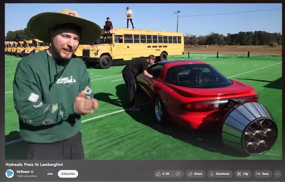 hydraulic vs lamborghini video image on youtube