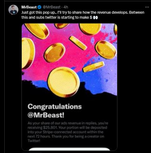 mrbeast twitter earning 