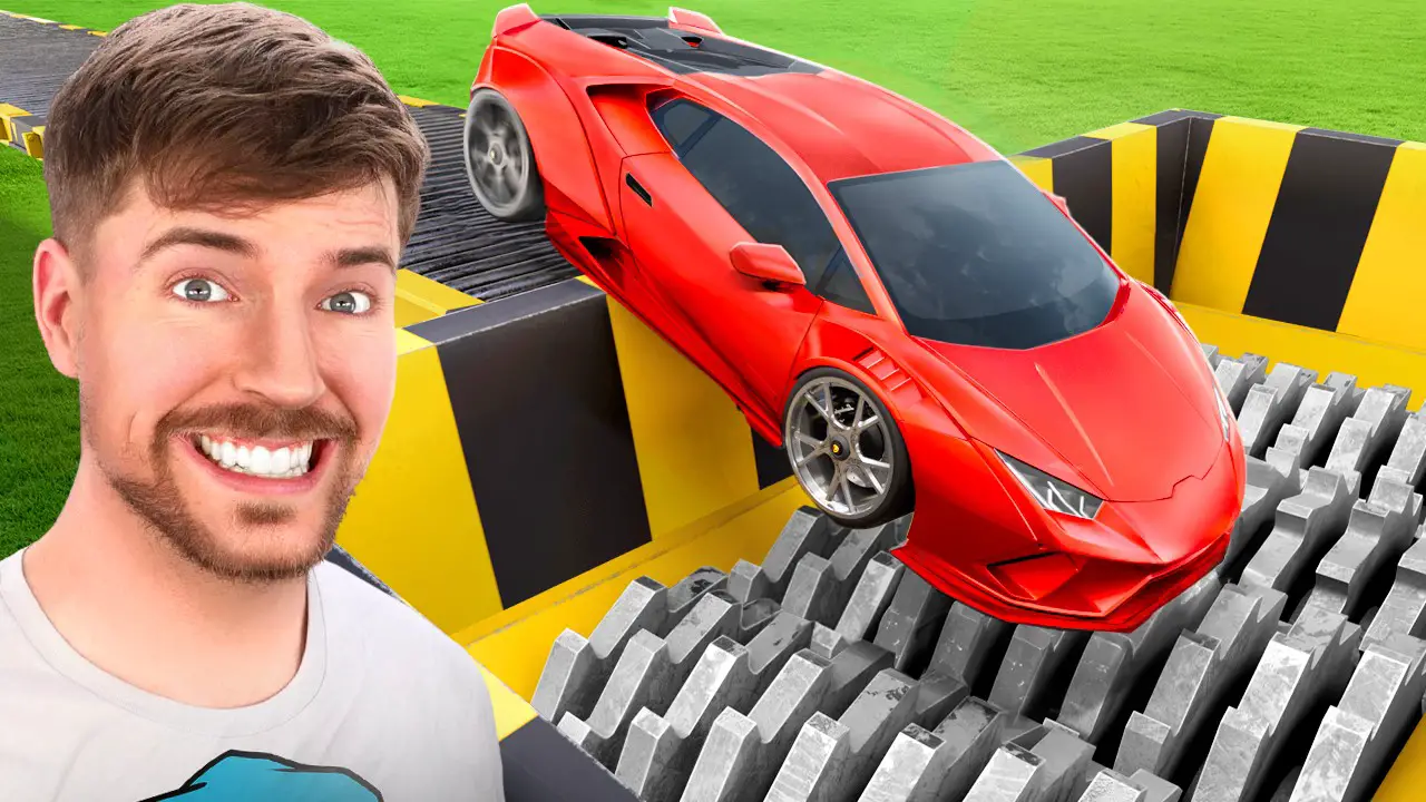 MrBeast Unleashes Destruction in "Lamborghini Vs Shredder": World's Largest Shredder, Tallest Domino, and Mega Creeper Explosion!