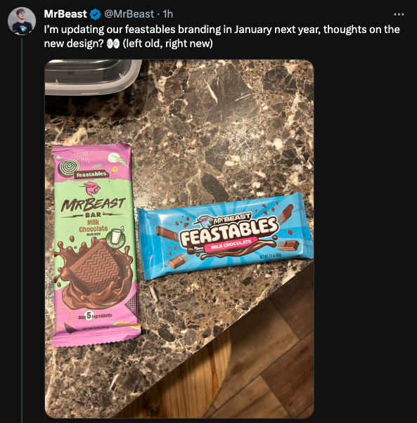 MrBeast Updating Feastables Branding In January Next Year and Perfect Chocolate Bar Formula!