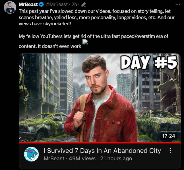 Mrbeast Embracing Slow-Paced Content: The Rise of Storytelling in YouTube