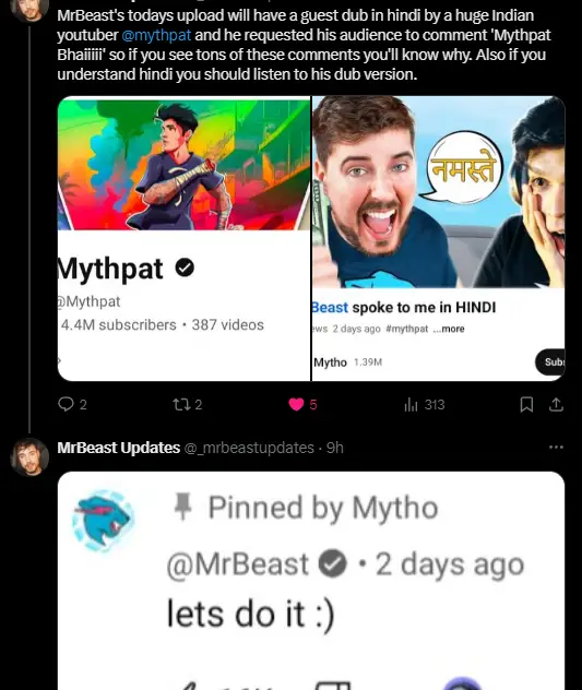 MrBeast Welcomes a Special Guest: The Voice of Mythpat