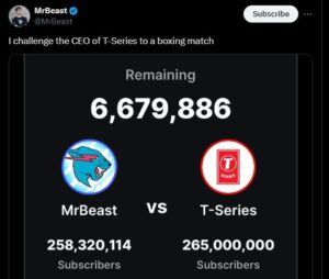MrBeast Challenges T-Series CEO to Boxing Match as YouTube Subscriber Race Heats Up